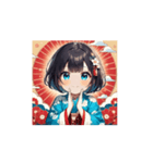 晴れ着ガールのお正月スタンプ（個別スタンプ：15）
