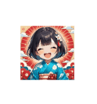 晴れ着ガールのお正月スタンプ（個別スタンプ：16）