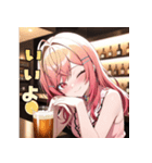 ベロベロほろ酔いガール（個別スタンプ：4）