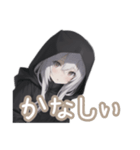 引きこもり黒パーカーデカ文字 毎日使える（個別スタンプ：3）