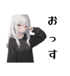 引きこもり黒パーカーデカ文字 毎日使える（個別スタンプ：35）