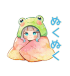 冬の蛙フードパーカーの女の子（個別スタンプ：10）