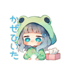 冬の蛙フードパーカーの女の子（個別スタンプ：14）
