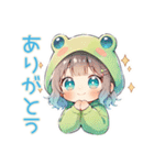 冬の蛙フードパーカーの女の子（個別スタンプ：20）