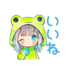 冬の蛙フードパーカーの女の子（個別スタンプ：23）