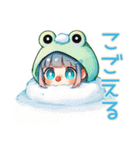 冬の蛙フードパーカーの女の子（個別スタンプ：27）