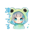 冬の蛙フードパーカーの女の子（個別スタンプ：34）