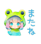 冬の蛙フードパーカーの女の子（個別スタンプ：38）
