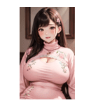 ピンクの文青の女の子の写真（個別スタンプ：1）