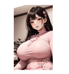 ピンクの文青の女の子の写真（個別スタンプ：5）