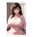 ピンクの文青の女の子の写真（個別スタンプ：7）