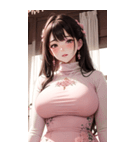 ピンクの文青の女の子の写真（個別スタンプ：8）