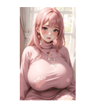 ピンクの文青の女の子の写真（個別スタンプ：10）