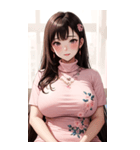 ピンクの文青の女の子の写真（個別スタンプ：13）