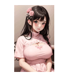 ピンクの文青の女の子の写真（個別スタンプ：18）