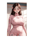 ピンクの文青の女の子の写真（個別スタンプ：23）