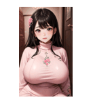 ピンクの文青の女の子の写真（個別スタンプ：35）