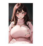 ピンクの文青の女の子の写真（個別スタンプ：38）