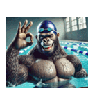 ゴリラ×水泳2！プールでザバーン！（個別スタンプ：3）