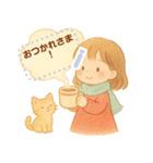 ほっこりクリスマス：少女と子ネコ（個別スタンプ：5）