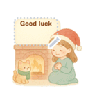 ほっこりクリスマス：少女と子ネコ（個別スタンプ：14）