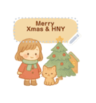 ほっこりクリスマス：少女と子ネコ（個別スタンプ：24）