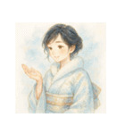 着物女子のクリスマスアドベントカレンダー（個別スタンプ：1）