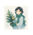 着物女子のクリスマスアドベントカレンダー（個別スタンプ：2）