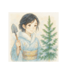 着物女子のクリスマスアドベントカレンダー（個別スタンプ：3）