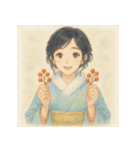 着物女子のクリスマスアドベントカレンダー（個別スタンプ：4）