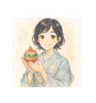 着物女子のクリスマスアドベントカレンダー（個別スタンプ：6）