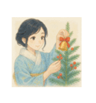 着物女子のクリスマスアドベントカレンダー（個別スタンプ：7）