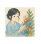 着物女子のクリスマスアドベントカレンダー（個別スタンプ：9）