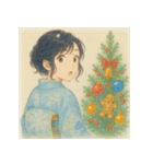 着物女子のクリスマスアドベントカレンダー（個別スタンプ：10）