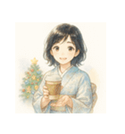 着物女子のクリスマスアドベントカレンダー（個別スタンプ：12）