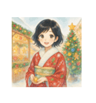 着物女子のクリスマスアドベントカレンダー（個別スタンプ：20）