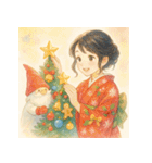 着物女子のクリスマスアドベントカレンダー（個別スタンプ：22）