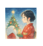 着物女子のクリスマスアドベントカレンダー（個別スタンプ：24）