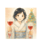 着物女子のクリスマスアドベントカレンダー（個別スタンプ：26）