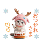スコティッシュ猫 可愛いトナカイ帽 冬（個別スタンプ：1）
