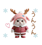 スコティッシュ猫 可愛いトナカイ帽 冬（個別スタンプ：10）