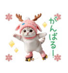 スコティッシュ猫 可愛いトナカイ帽 冬（個別スタンプ：18）