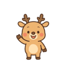 かわいいトナカイと雪だるまスタンプ（個別スタンプ：1）