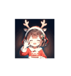 トナカイサンタガールのアニメスタンプ（個別スタンプ：1）