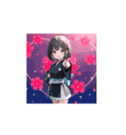 黒衣ガールの和かわいいアニメ（個別スタンプ：3）
