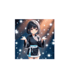 黒衣ガールの和かわいいアニメ（個別スタンプ：6）