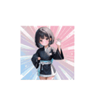 黒衣ガールの和かわいいアニメ（個別スタンプ：8）