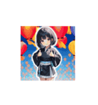 黒衣ガールの和かわいいアニメ（個別スタンプ：9）
