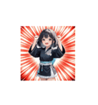 黒衣ガールの恋かわリアクション（個別スタンプ：3）