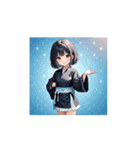 黒衣ガールの恋かわリアクション（個別スタンプ：9）